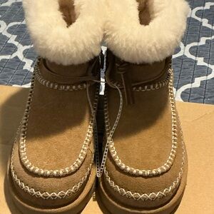 UGG Tan and Cream Shearling Boots